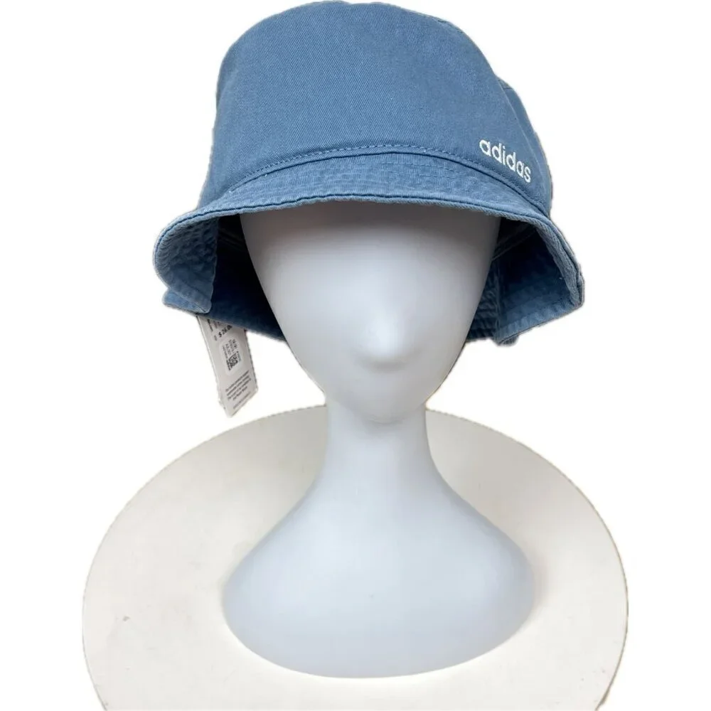 Adidas Logo Blue Cotton Essential Moisture-Wicking Inner Sweatband Bucket Hat